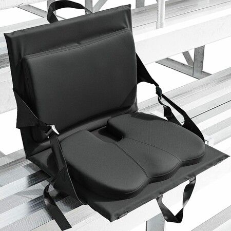 Everlasting Comfort Stadium Bleacher Seat with Adjustable Back Support Memory Foam Cushion, Portable Folding Stadium Chair for Sports Games Outdoor Events