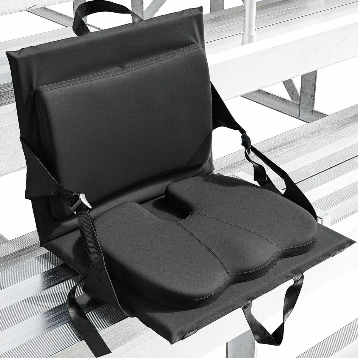 Everlasting Comfort Stadium Bleacher Seat with Adjustable Back Support Memory Foam Cushion, Portable Folding Stadium Chair for Sports Games Outdoor Events