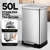 50L Stainless Steel Pedal Bin Kitchen Garbage Rubbish Waste Trash Can with Soft Close Lid Removable Inner Bucket Hands Free Foot Step Recycle Dustbin