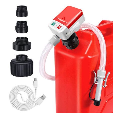 Portable Fuel Transfer Pump,Auto-Stop Auto-Shutoff Siphon with 130cm Hose,3.2GPM Fast Flow,4 Tank Adapters for Gasoline,Diesel,Oil