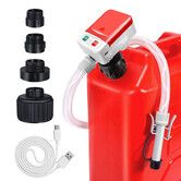 Portable Fuel Transfer Pump,Auto-Stop Auto-Shutoff Siphon with 130cm Hose,3.2GPM Fast Flow,4 Tank Adapters for Gasoline,Diesel,Oil