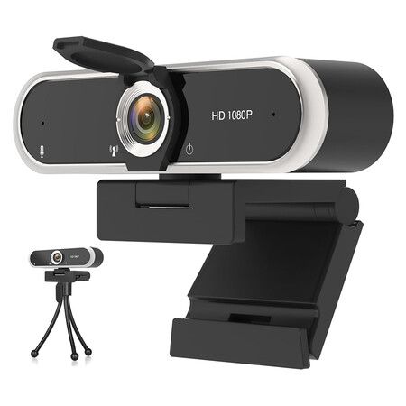 Webcam 4K with Microphone and Privacy Cover for PC and Laptop, USB Computer Camera Plug and Play with Auto Light Correction for Video Calls