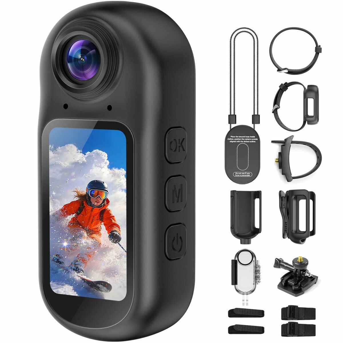 4K Mini Body Camera with Audio and Video Recording,Tiny Thumb Action Camera with 1.5In Screen,6‑Axis EIS,Portable Clip On Wearable POV Camera