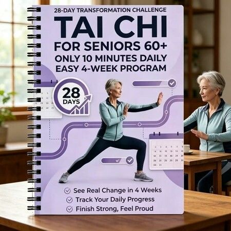 Tai Chi Book For Seniors Beginners,28 Day Morning Walking Plan,Spiral Bound Step-By-Step 10 Min Routine For Mobility,Balance Fall Prevention