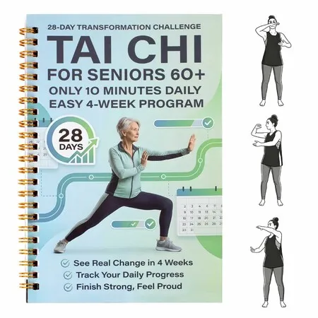 Tai Chi Book For Seniors Beginners,28 Day Morning Walking Plan,Spiral Bound Step-By-Step 10 Min Routine For Mobility,Balance Fall Prevention