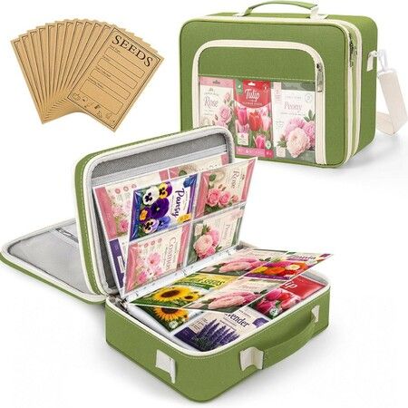Seed Storage Organizer Binder with 20 PCS Reusable Seed Envelopes, 30 Pack Sheet Protectors Holds 120 Packets Envelopes, Seed Saving Bag for Garden Planner