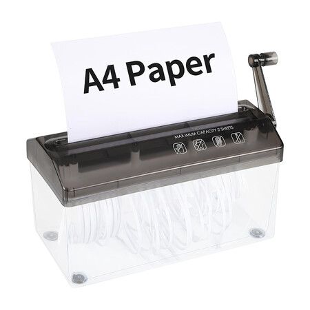 A4 Paper Manual Shredder, Portable Mini Paper Grinder Capacity 3L for A4 Files Documents Straight Cutting Tool Home Office Desktop Supplies, Black