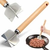 304 Stainless Steel Meat Chopper, 6 Blade Heavy Duty Ground Beef Meat Masher, 11 Inch Hamburger Smasher Metal Kitchen Tool for Vegetable Puree Cooking