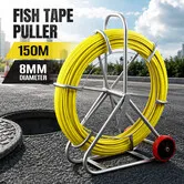 Fish Tape Cable Puller 150mx8mm Fibreglass Duct Rodder Brake Handle Non Conductive Running Rod Steel Reel Electrical Conduit Underground Installation