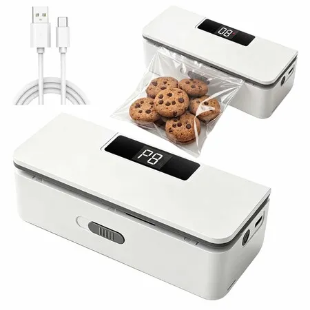 Upgraded 8-Speed Mini Bag Sealer,Portable Mini Heat Sealer with LED Display,Built-in Cutter and Magnetic Back,11cm Sealing Width,No Preheating Required