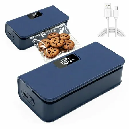 Mini Bag Sealer,6-Speed Adjustment and LED Display,Portable Mini Bag Sealer with Cutter and Magnet,No Preheating Required,9.5cm Sealing Width