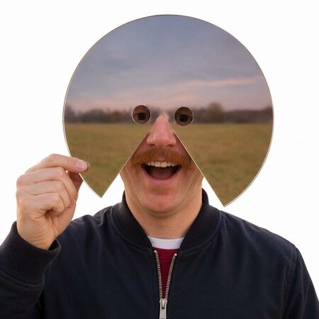 7.8" × 7.8" Reflective Acrylic Mirror Face Mask, Funny Selfie Photo Prop for Parties, Photo Booths & Creative Short Videos