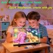 Rechargeable LED Drawing Board Glow Doodle Pad with 4 Modes Light Up Coloring Tablet with 7 Pens, Princess Art Craft Set Gift Toys for Girl