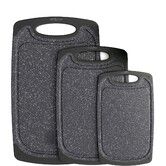 Cutting Board Set of 3,Non-Slip Chopping Boards with Deep Juice Groove Easy Grip Handle for Meat Fruit,BPA Free Dishwasher Safe,Black