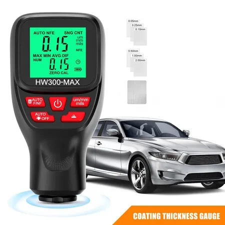 Coating Thickness Gauge Meter Tests Paint Film on Steel Metal Plastic Glass PVC with LCD 0-2000um 3 Modes Units for Automotive Industrial