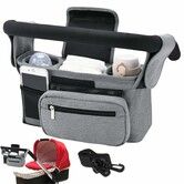 Universal Stroller Organizer with Insulated Cup Holders,Detachable Phone Bag Shoulder Strap,Fits Baby Umbrella Jogger Pet Pram,Grey