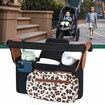 Universal Stroller Organizer with Insulated Cup Holders,Detachable Phone Bag Shoulder Strap,Fits Baby Umbrella Jogger Pet Pram,Leopard Print