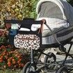 Universal Stroller Organizer with Insulated Cup Holders,Detachable Phone Bag Shoulder Strap,Fits Baby Umbrella Jogger Pet Pram,Leopard Print