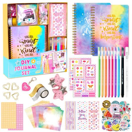 DIY Journal Kit for Kids, Teen Tween Girl Gifts Trendy Stuff, Scrapbook Supplies Stationery Set, Art Crafts Kit Ideal Gifts for Girls