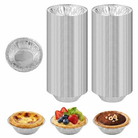100pcs 2cm Disposable Ramekins Egg Tart Baking Cups  Mini Pie Tins Round Pie Tart  Foil  Aluminum Foil  Pans Tin Baking Cups for Cooking Baking-Supplies