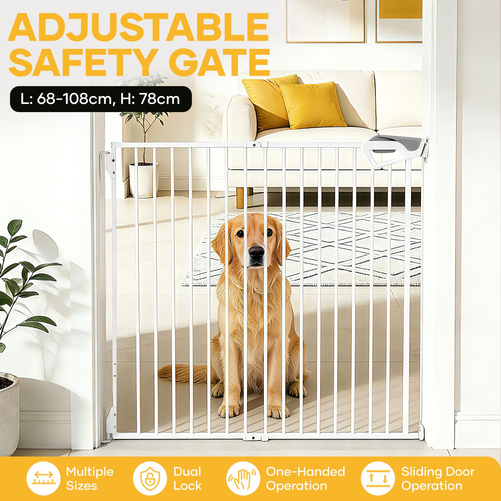 Pet Dog Safety Gate Cat Fence Enclosure 78cm Tall Safe Guard Stair Security Barrier Retractable Puppy Low Containment System for Kitchen Doorway