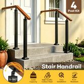Stair Handrail Posts 4 PCS Adjustable Metal Step Railing Banister Balustrade Support Bracket Safety Guard for Outdoor Decking Balcony Porch Staircases
