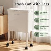 Elevated Kitchen Rubbish Recycling Bin with Wheels 2 Compartment Dual Waste Sorter Dustbin Garbage Trashcan Press Top Lift Lid Bucket 45.5x24.5x68.5cm