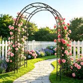 Garden Arch Trellis Wedding Arbor Climbing Plant Support Frame Outdoor Flower Vines Archway Yard Party Backdrop Decoration 134x58x213cm Black Metal