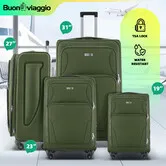 Luggage Suitcases Set 4 Piece Carry On Travel Case Soft Sided Cabin Checked Travelling Bags TSA Lock Rolling Trolley Expandable Traveller Hand Baggage