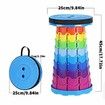 Round Rainbow Telescopic Folding Stool, Portable Lightweight Collapsible Camping Seat for Picnic Beach Travel Hiking