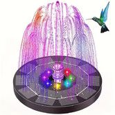 3.5W Solar Bird Bath Fountain Pump with 6 Nozzles & Colorful LED Lights, Outdoor Water Fountain for Garden Pond Fish Tank Pool