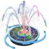 3.5W Solar Bird Bath Fountain Pump with 3000mAh Rechargeable Battery, Color LED Lights & 10 Nozzles, Outdoor Water Fountain for Garden Pond