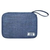 Blue Electronics Travel Organizer Bag 24x17x3cm Lightweight Cable Organiser Case Shockproof Water Resistant Oxford Polyester Gadget Pouch