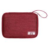 Red Electronics Travel Organizer Bag 24x17x3cm Lightweight Cable Organiser Case Shockproof Water Resistant Oxford Polyester Gadget Pouch