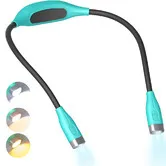 Rechargeable LED Neck Reading Light, Book Lights for Reading in Bed, 3 Brightness Levels with Flexible Soft Arms Great for Reading Knitting (Light Blue)