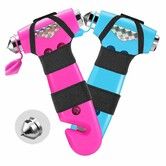 2 Pack 3-in-1 Car Safety Emergency Hammer, Window Breaker & Seat Belt Cutter with Reflective Tape, Vehicle Roadside Escape Tool for Family (Pink Blue)
