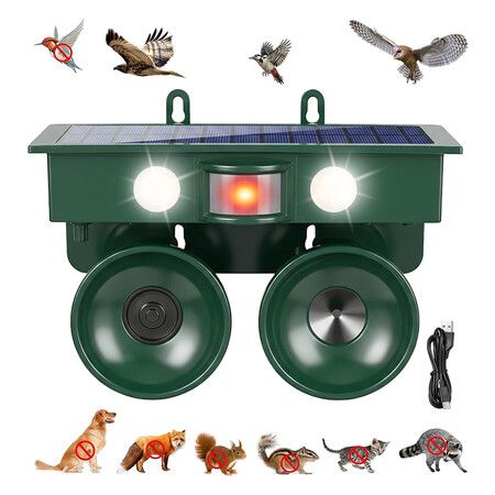 Solar Ultrasonic Bird Repellent Devices Bird Deterrents for Outside Pigeon Repeller Outdoor Animal Repellent for Balconies Patio Garden Farm