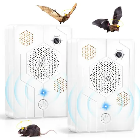 2 Pcs Upgraded Ultrasonic Bat Repellent for Attic and Bird Repeller Battery Operated Bat Deterrent Device Indoor Outdoor Use