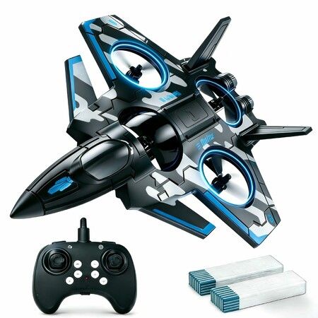 RC Fighter Drone for Kids,Remote Control Airplane with Altitude Hold,RC Jet Drone Toy with LED Lights,Easy to Fly RC Airplane for Beginners Boys Girls