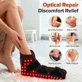 Electric Heated Ankle Wrap USB 153 pcs 660nm red light  beads Foot Massager Red Light Heat Therapy SBR Neoprene Warming Relief for Adults Home Office Use