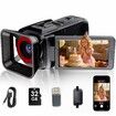 4K Video Camera Camcorder with 3 Inch Flip Screen, 18X Digital Zoom WiFi and Webcam for YouTube Vlogging with 32GB SD Card Black