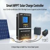 100A MPPT Solar Charge Controller Auto 12V 24V 36V 48V Display Solar Power Battery Charger with Dual USB for RV Camping Boat Off Grid System