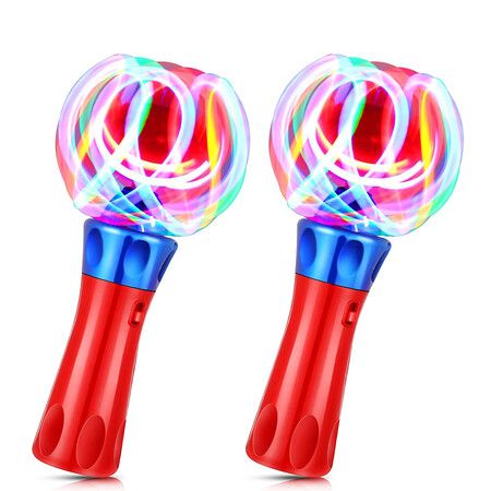 2 Pcs Light Wands Spinner Wand Sensory Light Spinner Magic Ball Glow LED Orbiter Wand
