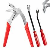 2 Pcs Stainless Steel Auto Trim Removal Tool, Car Clip Pliers Fastener Remover for Interior Door Panel Dashboard Buckles Plastic Rivets