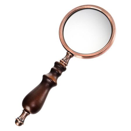 10X Antique Magnifying Glass, Brass Handheld Magnifier with Wooden Handle Vintage Gift for Elderly