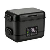 Heated Lunch Box, 27000mah Rechargeable Portable 1.5L Food Warmer Auto Temperature with Bag Fork Spoon, Heating Food Heater for Office Outdoor (Black)