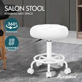 ALFORDSON Salon Stool Round Swivel Barber Hair Dress Chair Gas Lift All White
