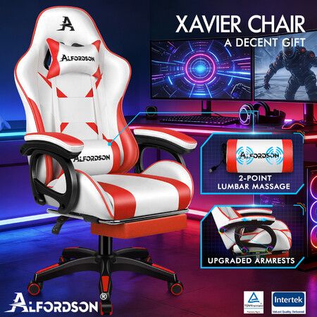 ALFORDSON Gaming Office Chair Racing Massage Computer Seat Footrest Leather