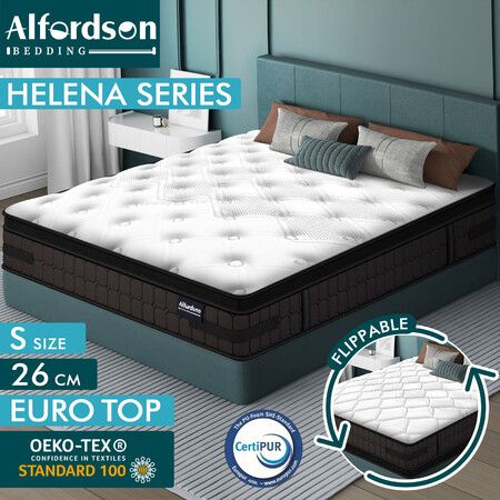 ALFORDSON Mattress Single 26cm Bed Bonnell Spring Double-Sided Euro Top Firm