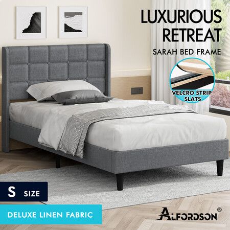 ALFORDSON Bed Frame Queen Gas Lift Storage Adjustable Headboard White LURIA